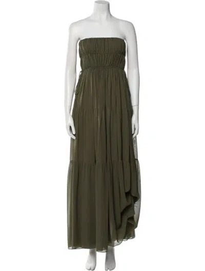 Pre-owned Matteau Silk Long Dress In Green