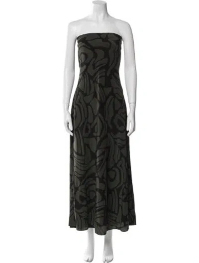 Pre-owned Matteau Silk Long Dress In Green