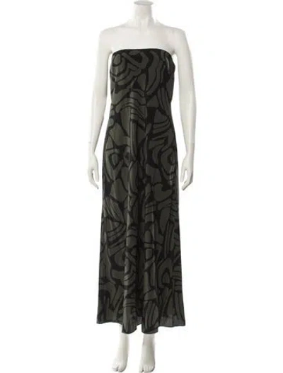 Pre-owned Matteau Silk Long Dress In Green