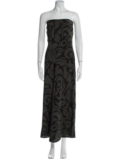Pre-owned Matteau Silk Long Dress In Green