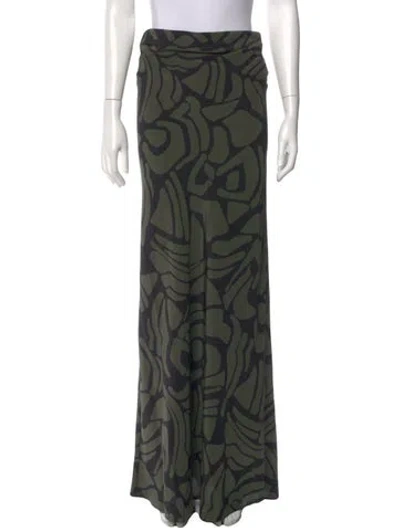 Pre-owned Matteau Silk Long Skirt In Green