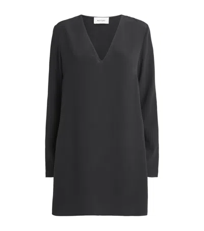 Matteau Silk Long-sleeve Mini Dress In Black