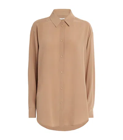 Matteau Silk Long-sleeve Shirt In Beige