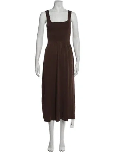 Pre-owned Matteau Silk Midi Length Dress In Brown