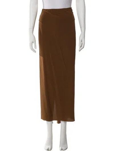 Pre-owned Matteau Silk Midi Length Skirt In Brown