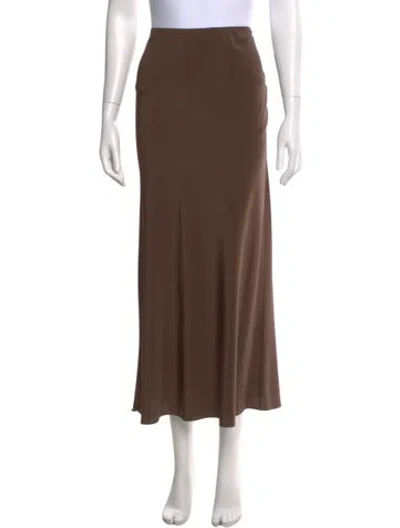 Pre-owned Matteau Silk Midi Length Skirt In Brown
