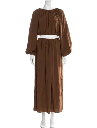 Pre-owned Matteau Silk Pant Set In Brown