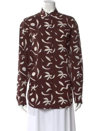 Pre-owned Matteau Silk Patterned Blouse In Brown