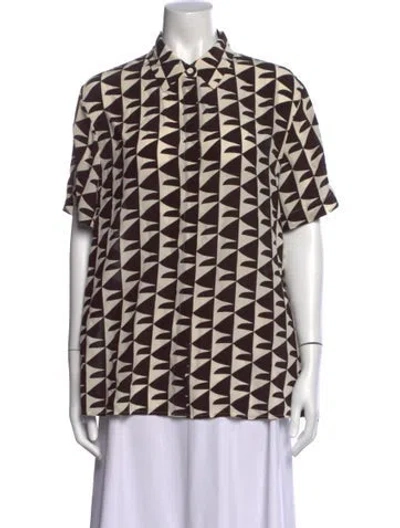 Pre-owned Matteau Silk Patterned Blouse In Brown