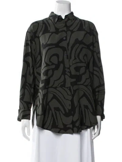 Pre-owned Matteau Silk Patterned Top In Green