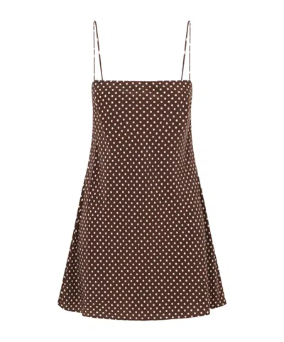 Matteau Polka-dot Silk-crepe De Chine Mini Dress In Brown