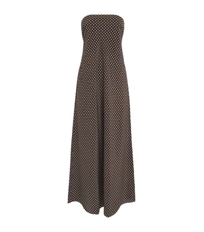 Matteau Silk Polka Dot Maxi Dress In Brown