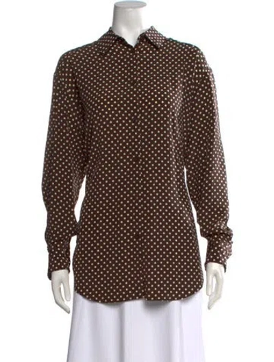 Pre-owned Matteau Silk Polka Dot Print Top W/ Tags In Brown
