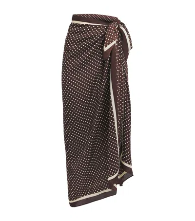 Matteau Polka-dot Silk-georgette Pareo In Brown