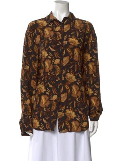 Pre-owned Matteau Silk Printed Blouse In Black
