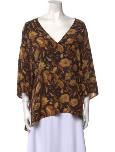 Pre-owned Matteau Silk Printed Blouse In Neutral