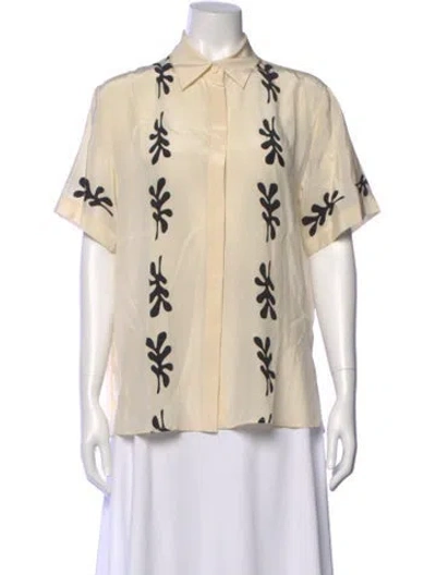 Pre-owned Matteau Silk Printed Blouse In Neutral