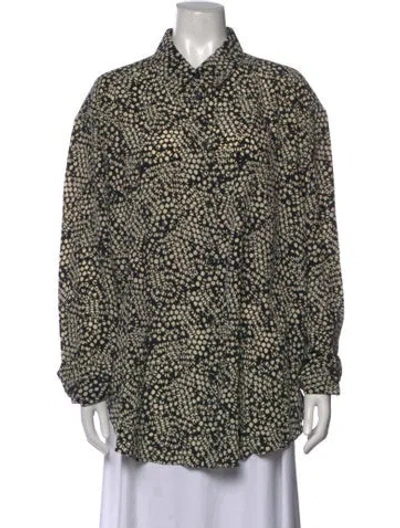 Pre-owned Matteau Silk Printed Button-up Top In Black