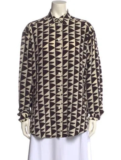 Pre-owned Matteau Silk Printed Button-up Top In Multi
