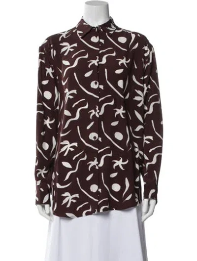 Pre-owned Matteau Silk Printed Button-up Top In Multi
