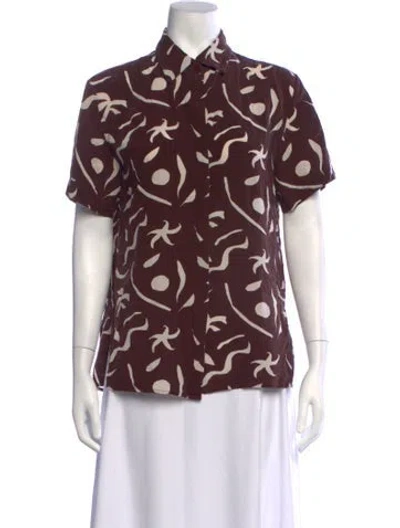 Pre-owned Matteau Silk Printed Button-up Top In Multicolor