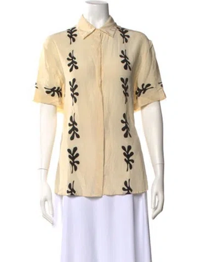 Pre-owned Matteau Silk Printed Button-up Top In Neutral