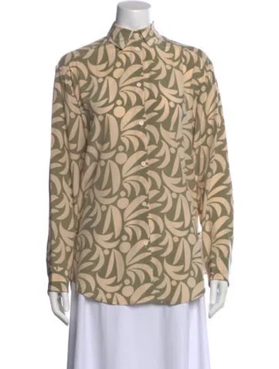 Pre-owned Matteau Silk Printed Button-up Top In Neutral