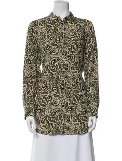 Pre-owned Matteau Silk Printed Button-up Top In Neutral