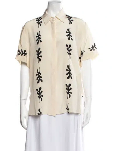 Pre-owned Matteau Silk Printed Button-up Top In Neutrals
