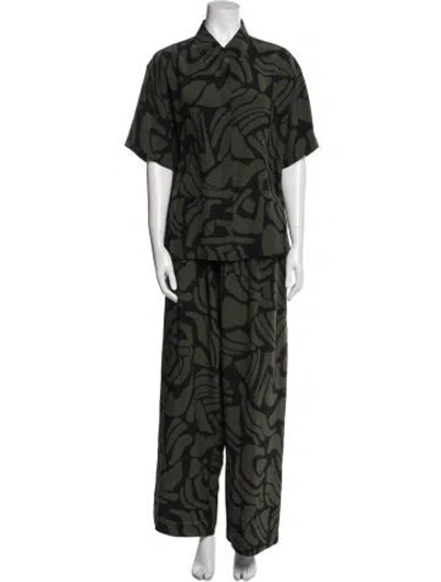 Pre-owned Matteau Silk Printed Pant Set In Black