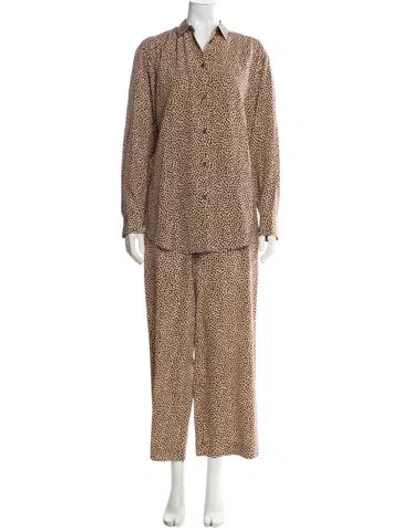 Pre-owned Matteau Silk Printed Pant Set In Brown