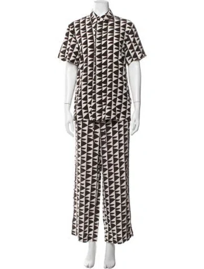 Pre-owned Matteau Silk Printed Pant Set In Multicolor