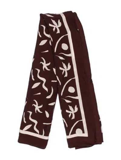 Pre-owned Matteau Silk Printed Scarf In Brown