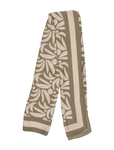 Pre-owned Matteau Silk Printed Scarf In Green
