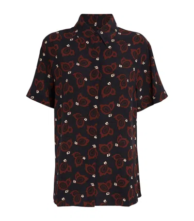 Matteau Silk Printed Short-sleeve Shirt In Brown