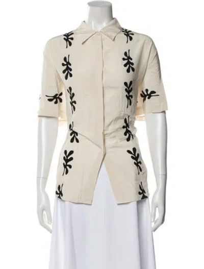 Pre-owned Matteau Silk Printed Top In Neutral