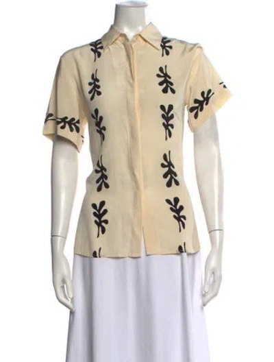 Pre-owned Matteau Silk Printed Top In Neutrals