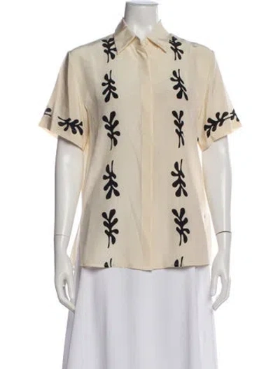 Pre-owned Matteau Silk Printed Top W/ Tags In Neutral