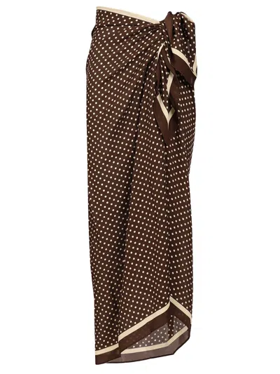 Matteau Polka-dot Silk-georgette Pareo In Brown