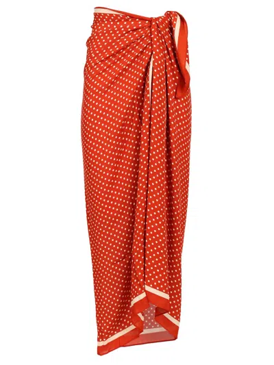 Matteau Polka-dot Silk-georgette Pareo In Red