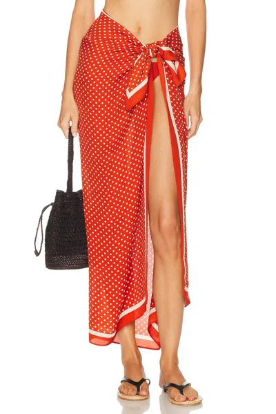 Matteau Polka-dot Silk-georgette Pareo In Red