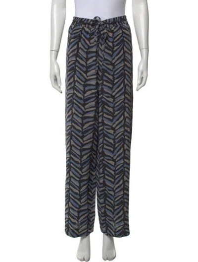 Pre-owned Matteau Silk Wide Leg Pants In Blue