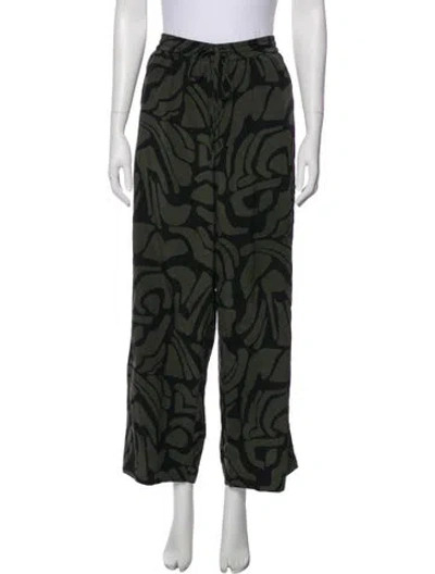 Pre-owned Matteau Silk Wide Leg Pants In Green
