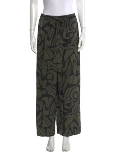 Pre-owned Matteau Silk Wide Leg Pants In Green