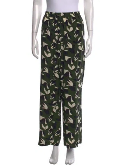 Pre-owned Matteau Silk Wide Leg Pants In Green