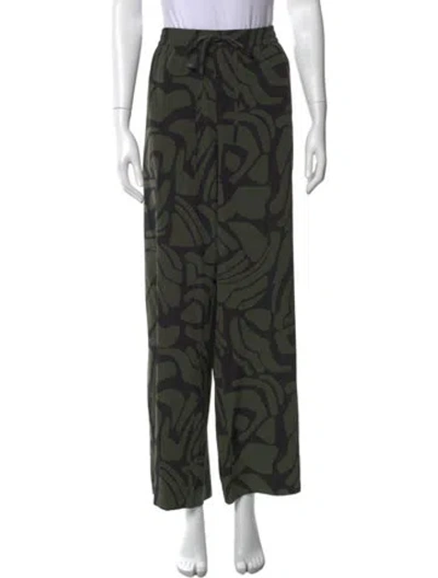 Pre-owned Matteau Silk Wide Leg Pants In Green
