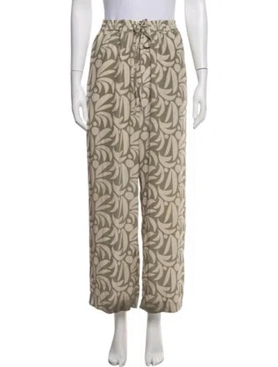 Pre-owned Matteau Silk Wide Leg Pants In Green
