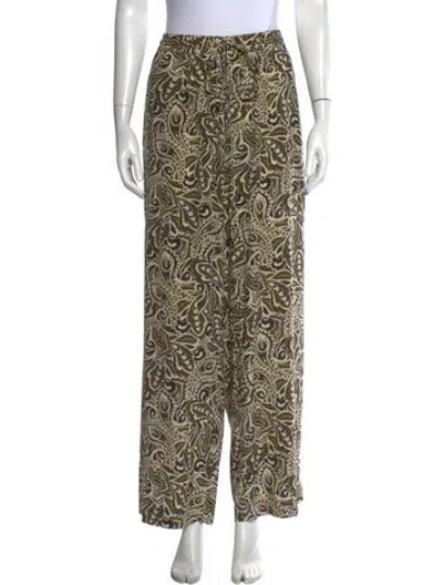 Pre-owned Matteau Silk Wide Leg Pants In Green