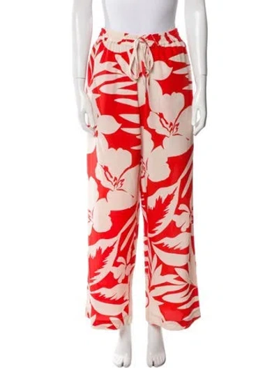 Pre-owned Matteau Silk Wide Leg Pants In Red