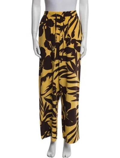 Pre-owned Matteau Silk Wide Leg Pants In Yellow